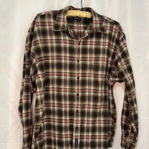 Gant USA Prairie Flannel Men's Size Med Brown Plaid Cotton Button Down L/S Shirt